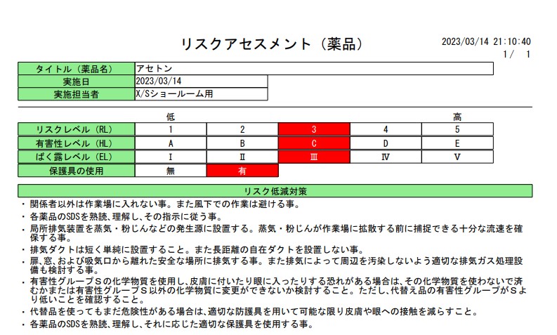 リスクアセスメント結果のダウンロード