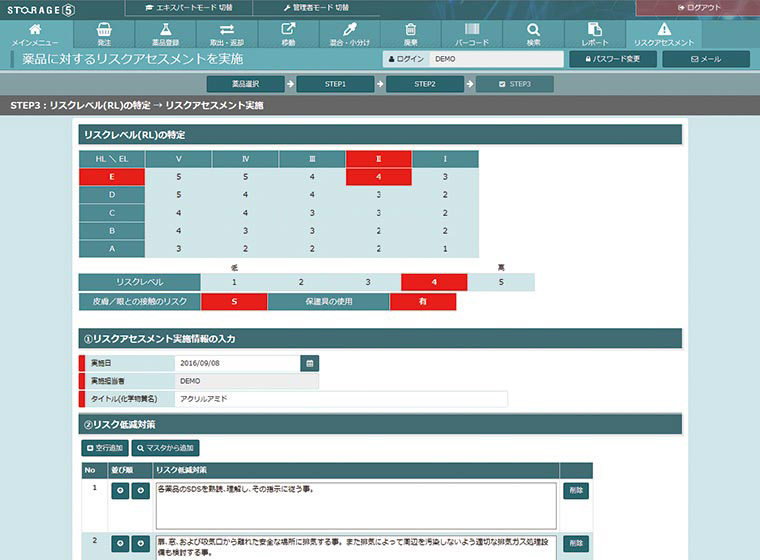 リスクアセスメントサポート機能